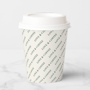 Vasos De Papel Patrón de texto personalizado minimalista de marfi