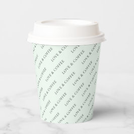 Vasos De Papel Patrón de texto personalizado minimalista de menta
