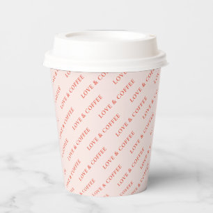 Vasos De Papel Patrón de texto personalizado minimalista rosa y c
