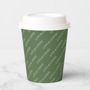 Vasos De Papel Patrón de texto personalizado minimalista verde bo