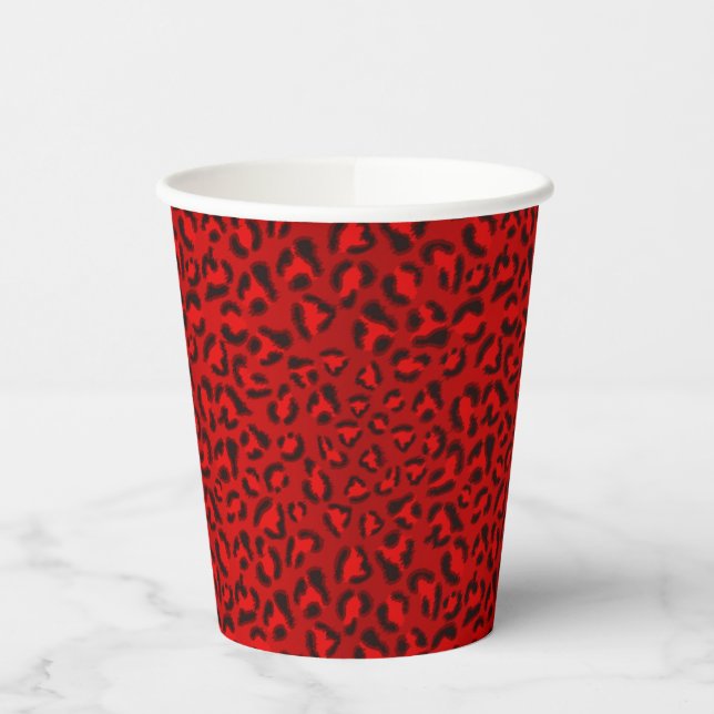Vasos De Papel Patrón de textura de leopardo rosa. (Izquierda)