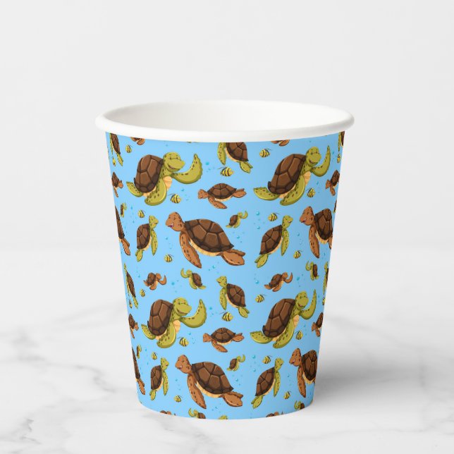 Vasos De Papel Patrón de tortugas marinas (Anverso)