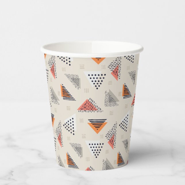 Vasos De Papel Patrón de tracción de mano de triángulo geométrico (Izquierda)