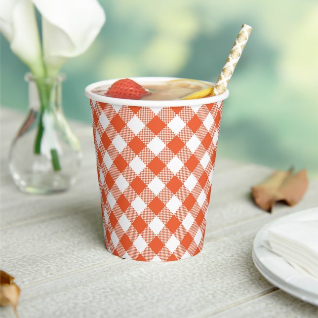 Vasos De Papel Patrón de trenzado blanco naranja (in situ)