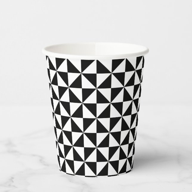 Vasos De Papel Patrón De Triángulo Blanco Y Negro (Izquierda)