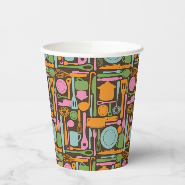 Vasos De Papel Patrón de utensilios de cocina 3 (Izquierda)
