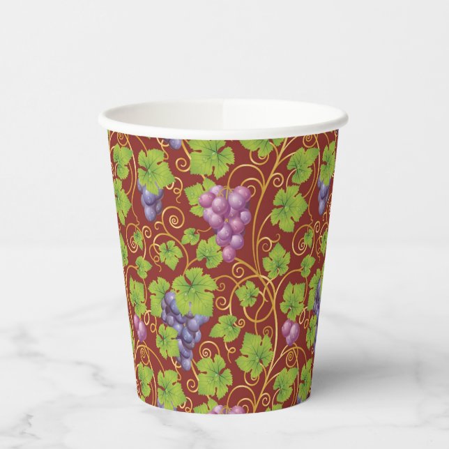 Vasos De Papel Patrón de uva (Izquierda)