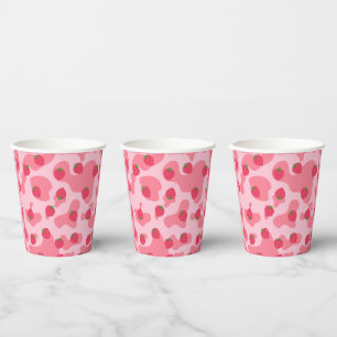 Vasos De Papel Patrón de vaca de fresa de Kawaii