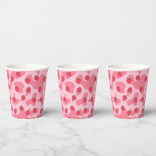 Vasos De Papel Patrón de vaca de fresa de Kawaii (Multi)