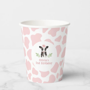 Vasos De Papel Patrón de vaca rosa
