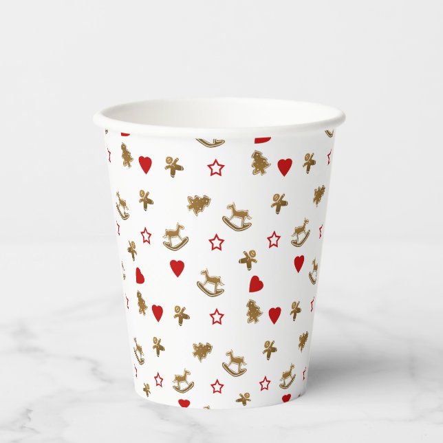 Vasos De Papel Patrón de vacaciones, caballos mecedores, jengibre (Anverso)