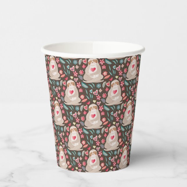 Vasos De Papel Patrón de Valentine Sloth (Izquierda)