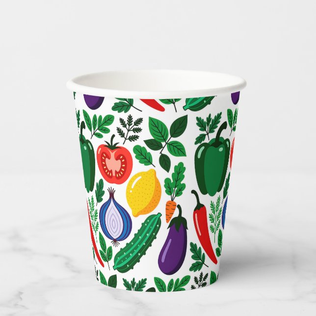 Vasos De Papel patrón de vegetales (Anverso)