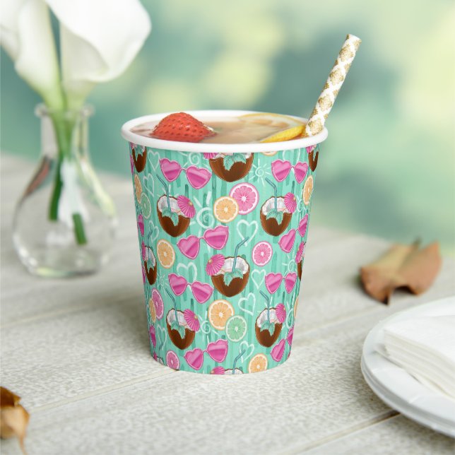 Vasos De Papel Patrón de verano de playa  (in situ)