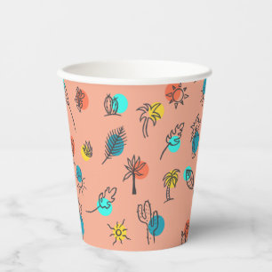 Vasos De Papel Patrón de verano del tema Palm Springs