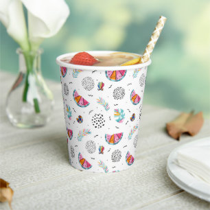 Vasos De Papel Patrón de verano tropical de estilo Memphis