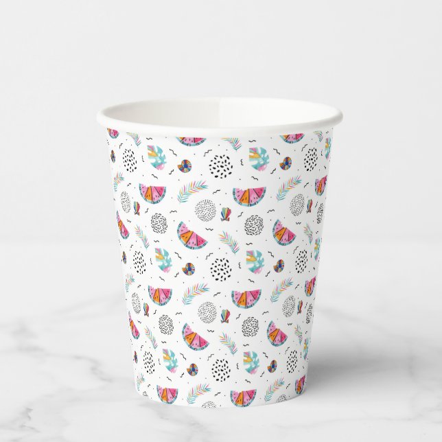 Vasos De Papel Patrón de verano tropical de estilo Memphis (Izquierda)