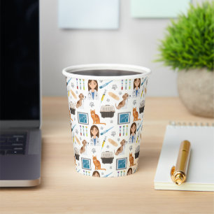 Vasos De Papel Patrón de veterinaria médico veterinario DVM
