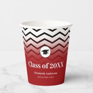 Vasos De Papel Patrón de Zigzag Graduación Roja
