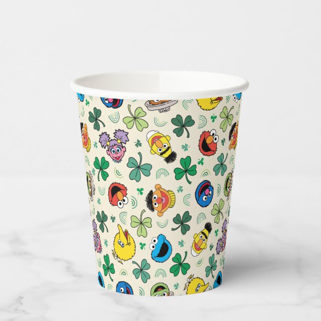 Vasos De Papel Patrón del Día de Sesame Street St. Patrick (Izquierda)