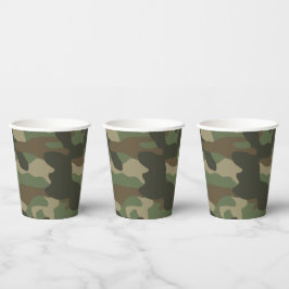 Vasos De Papel Patrón del Ejército Camo Verde