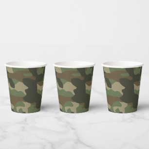 Vasos De Papel Patrón del Ejército Camo Verde