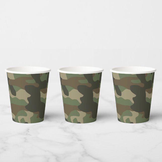 Vasos De Papel Patrón del Ejército Camo Verde (Multi)