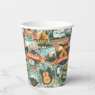 Vasos De Papel Patrón del Explorador de viajes de vintage