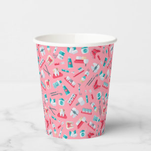 Vasos De Papel Patrón dental rosado