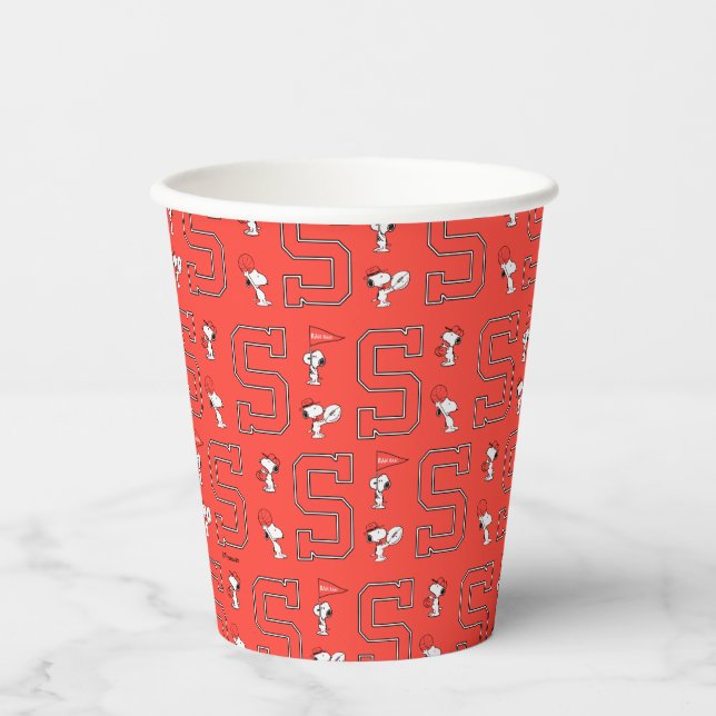 Vasos De Papel Patrón deportivo Snoopy Varsity (Anverso)