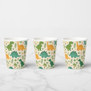 Vasos De Papel Patrón Divertido de Dinosaurios Prehistóricos Cump