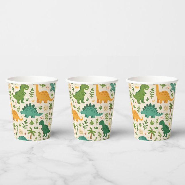 Vasos De Papel Patrón Divertido de Dinosaurios Prehistóricos Cump (Multi)