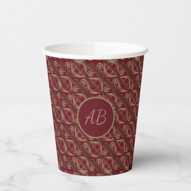 Vasos De Papel Patrón dorado étnico de Adinkra (Izquierda)