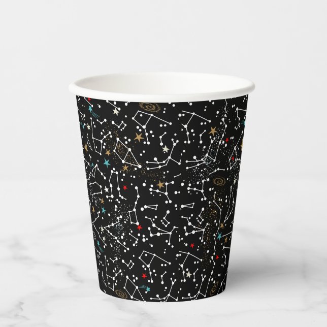 Vasos De Papel Patrón Espacial  (Anverso)