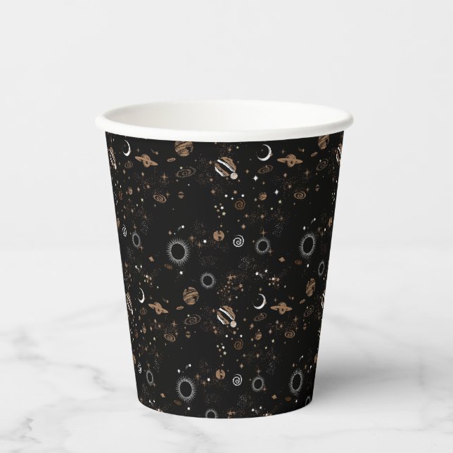 Vasos De Papel Patrón Espacial  (Anverso)