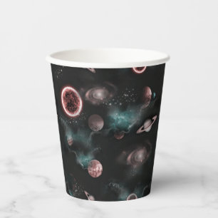 Vasos De Papel Patrón Espacial
