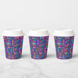 Vasos De Papel Patrón Estilo Moderno - Moda Tartán Geométrico