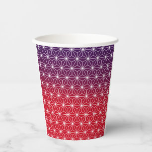 Vasos De Papel Patrón estrella japonés tradicional Sma rojo y púr