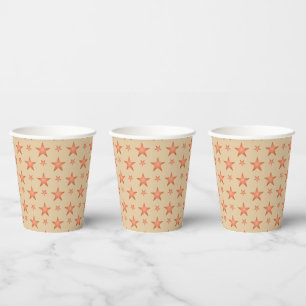 Vasos De Papel Patrón estrellado en terracota naranja gradiente