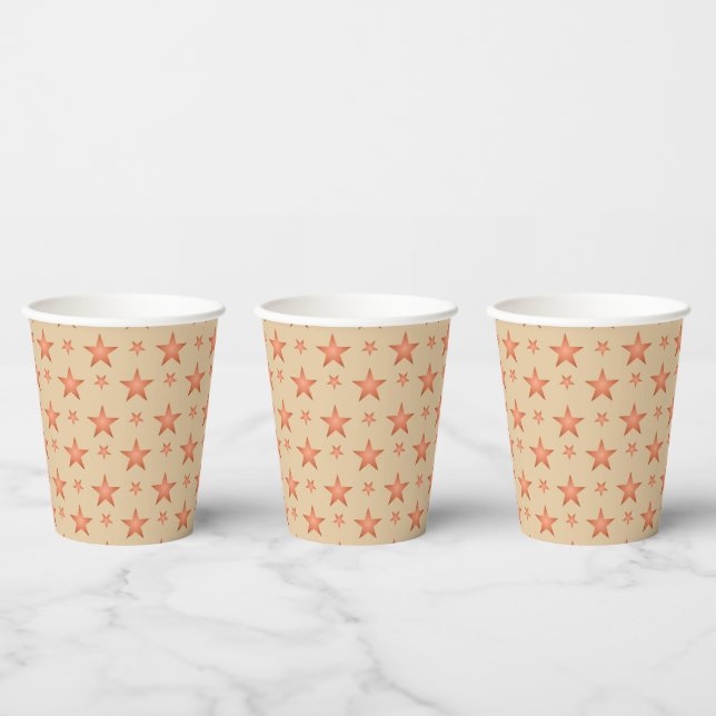 Vasos De Papel Patrón estrellado en terracota naranja gradiente (Multi)