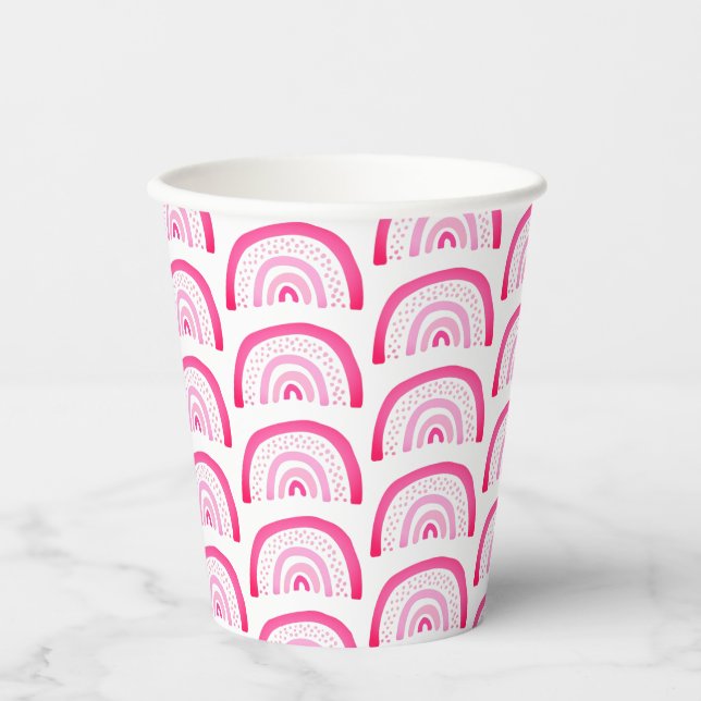 Vasos De Papel Patrón femenino arcoíris rosa (Anverso)