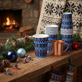 Vasos De Papel Patrón feo de esquí navideño festivo