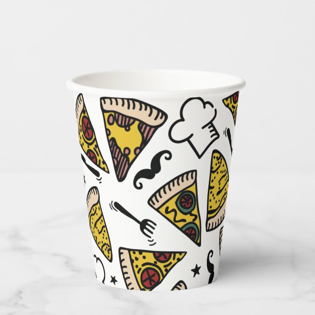 Vasos De Papel Patrón Fiesta Pizza (Anverso)