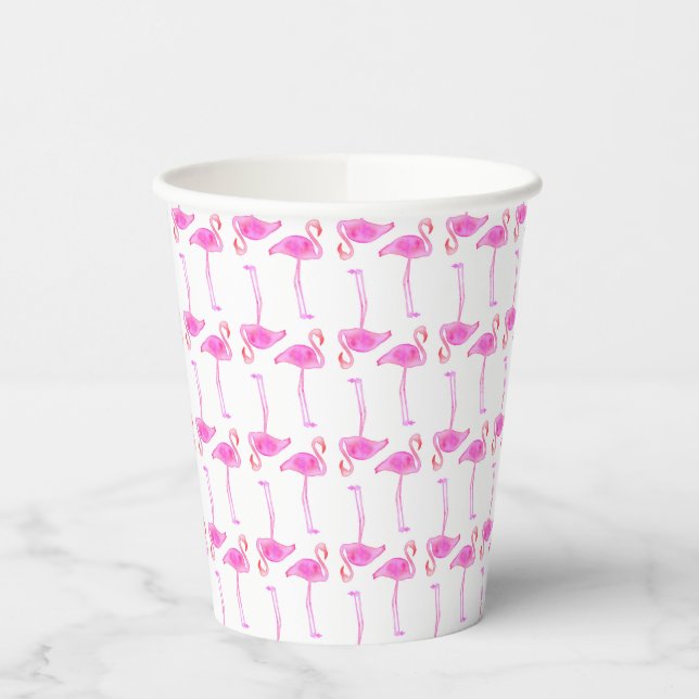 Vasos De Papel Patrón Flamingo Rosa (Izquierda)