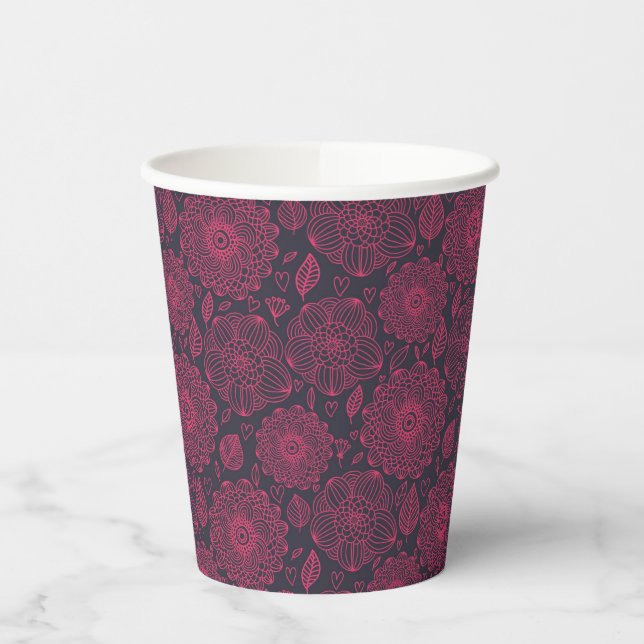 Vasos De Papel Patrón floral (Izquierda)