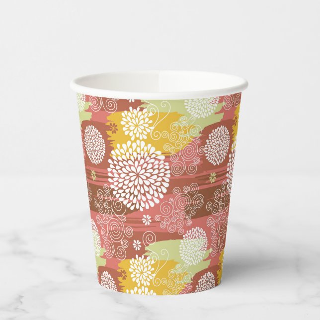 Vasos De Papel Patrón floral 2 (Izquierda)