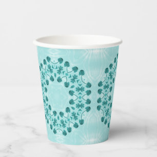 Vasos De Papel Patrón floral, azul Verde azulado
