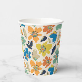 Vasos De Papel Patrón floral boho dibujado a mano abstracto