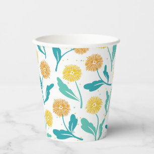 Vasos De Papel Patrón floral de Dandelion amarillo - Inspirado en