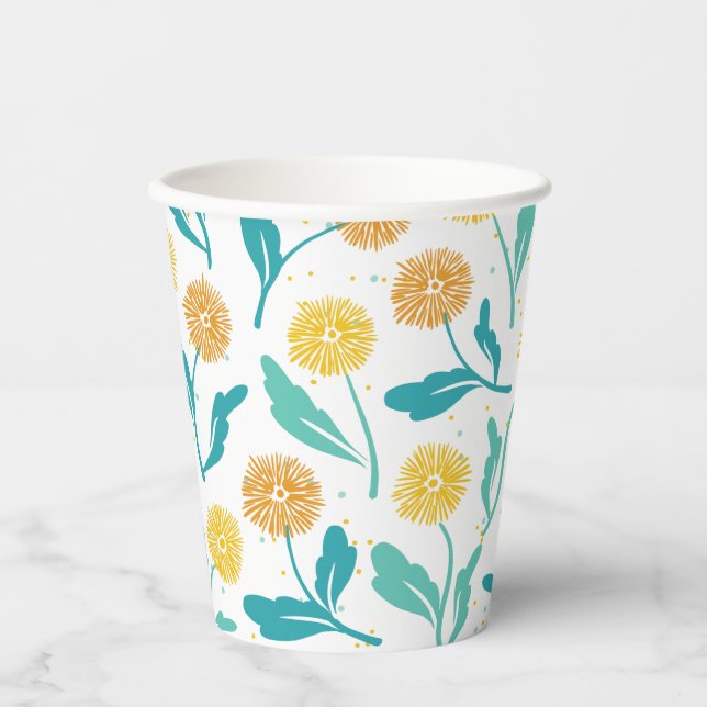 Vasos De Papel Patrón floral de Dandelion amarillo - Inspirado en (Anverso)